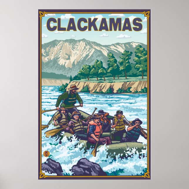 Poster White Water Rafting - Clackamas, Oregon (Frente)