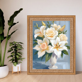 Poster White Wedding Bouquet Floral Watercolor