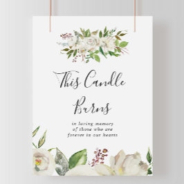 Poster White Winter Peony Floral Este Sinal De Vela Queim