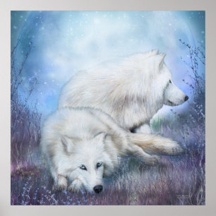 Poster White Wolf Mates Art Poster/Impressão