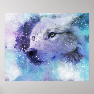 Poster White Wolf Spirit Animal Ártico Blizzard Art Impre