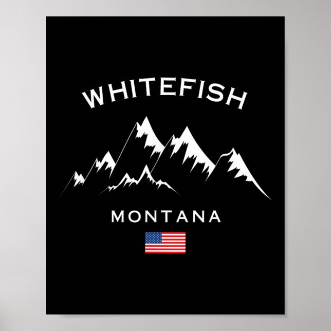 Poster Whitefish Montana Ski Resort Rocky Mountains Skiin (Frente)