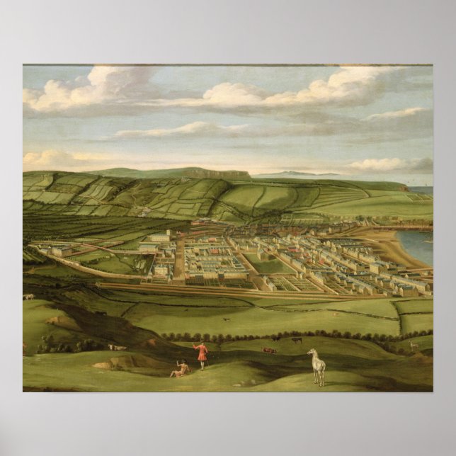 Poster Whitehaven, Cumbria, Mostrando Flatt Hall, c.1730- (Frente)