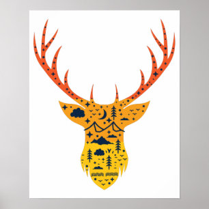 Poster Whitetail Buck Deer Antler Head Hunter Hunter