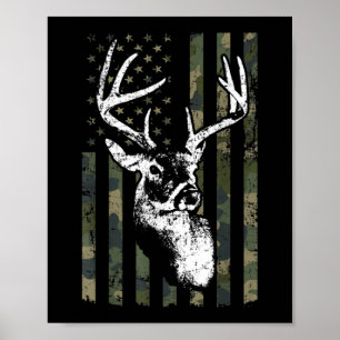 Poster Whitetail Buck Deer Hunting EUA Camouflage América
