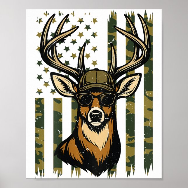 Poster Whitetail Buck Youth Boy Deer Hunting Camo America (Frente)