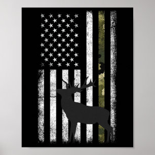 Poster Whitetail Deer Hunter Elk Buck Camo Americano
