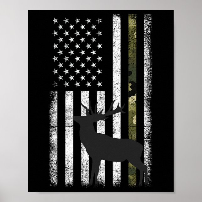 Poster Whitetail Deer Hunter Elk Buck Camo Americano (Frente)