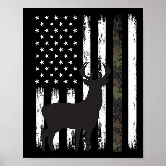 Poster Whitetail Deer Hunter Gifts Buck Camo Amer (Frente)