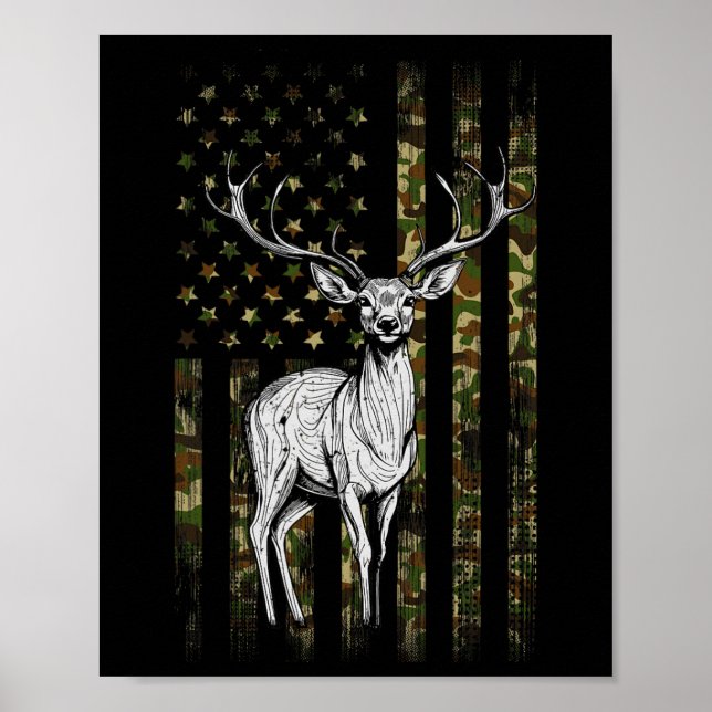 Poster Whitetail Deer Hunter Gifts Camouflage Ame (Frente)
