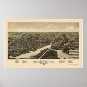 Poster Whitewater, Mapa Panorâmico do WI - 1885