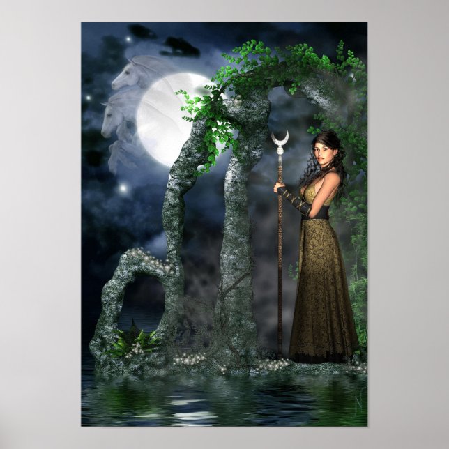 Poster Wiccan - Deusa Lua "Selene" [A3] (Frente)