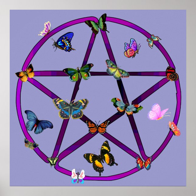 Póster Wiccan Star e Butterflies (Frente)