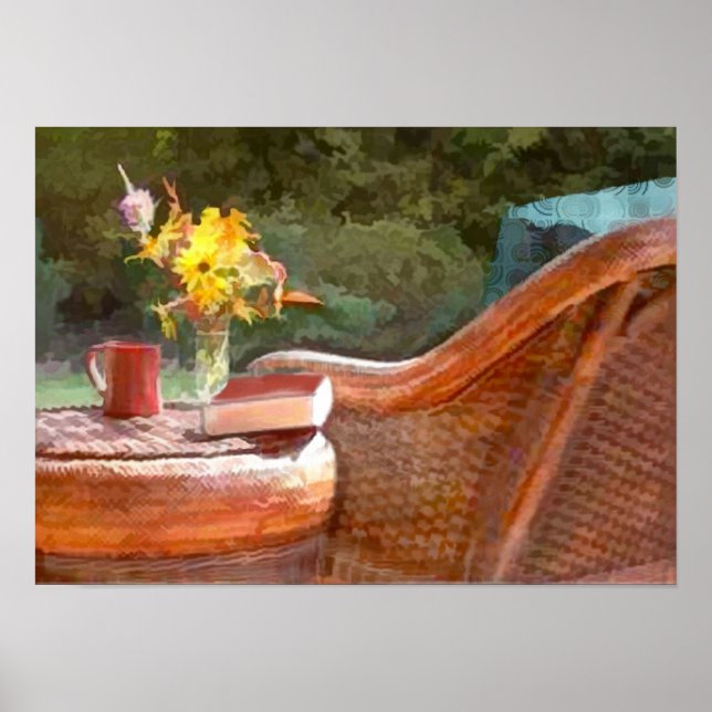 Póster Wicker, Café e um Bom Livro (Frente)