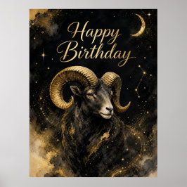Poster Widder Happy Birthday Sternzeichen Design