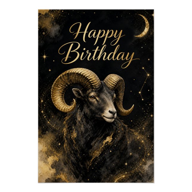 Póster Widder Happy Birthday Sternzeichen Design (Frente)