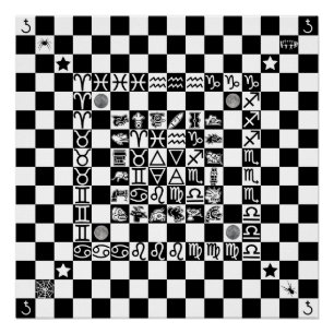 Póster Widdershins Enochian Aztec Magic Ritual Chessboard