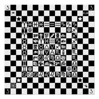 Póster Widdershins Enochian Aztec Magic Ritual Chessboard