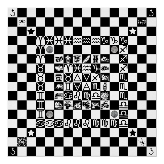 Póster Widdershins Enochian Aztec Magic Ritual Chessboard (Frente)