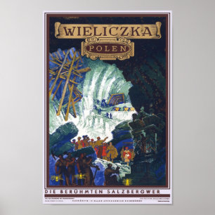 Póster Wieliczka Polen/arte da mina de sal viagem do