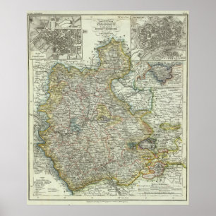 Póster Wiesbaden e Francoforte Alemanha