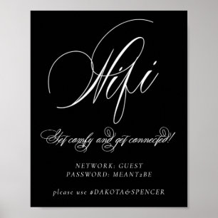Poster Wifi e Caligrafia Branca Elegante nas Mídias Socia