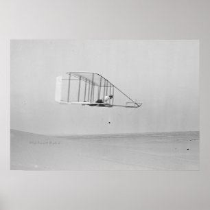 Póster Wilbur Wright no deslize nivelado