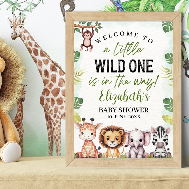 Poster Wild Animals Baby Shower Boy (Criador carregado)