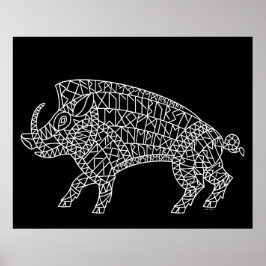 Poster Wild Boar com Runes