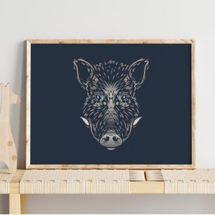 Poster Wild Boar Muro de muro selvagem do boar floresta