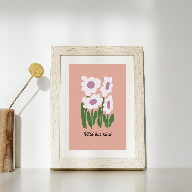 Poster Wild But Kind Retro Daisy Wall Art (Criador carregado)