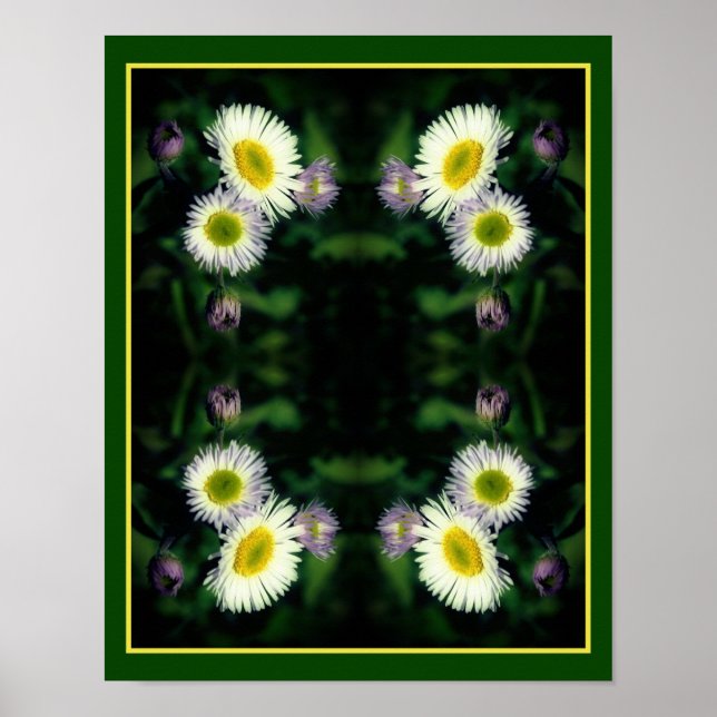 Poster Wild Fleabane Daisy Flower Close Up Abstrato (Frente)