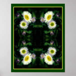 Poster Wild Fleabane Daisy Flower Close Up Abstrato