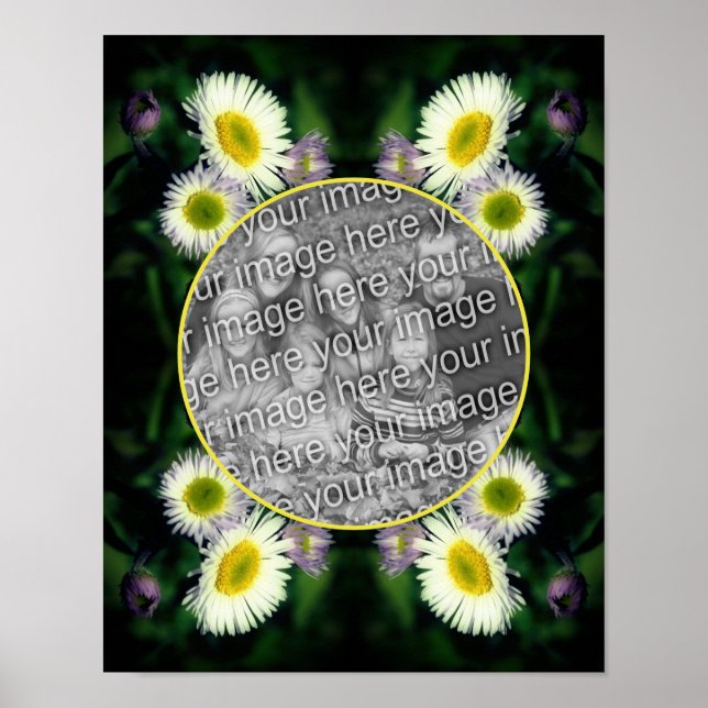 Poster Wild Fleabane Daisy Frame Crie sua própria foto (Frente)