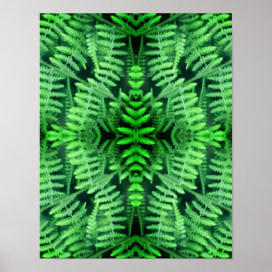 Poster Wild Green Leafy Ferns Abstrato