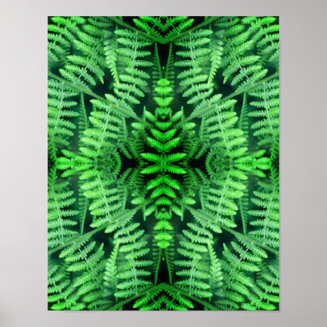 Poster Wild Green Leafy Ferns Abstrato (Frente)