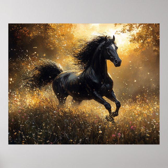 Poster Wild Horse Black Stallion Mustang (Frente)