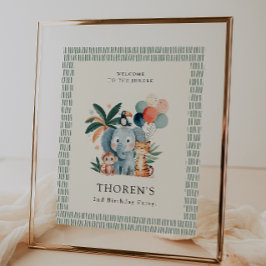 Poster Wild Jungle Theme Birthday Party Welcome