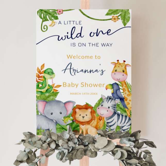 Poster Wild One no Way Zoo Jungle Chá de fraldas Bem-vind (Criador carregado)