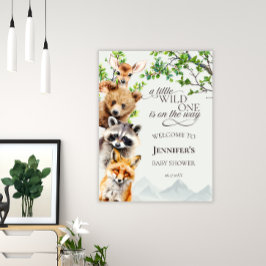 Poster Wild One Woodland Forest Animals Baby Shower