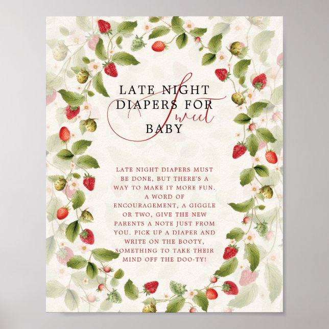 POSTER WILD STRAW BERRY SWEET BABY SHOWER SIGN (Frente)