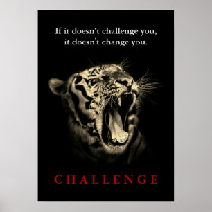 Poster Wild Tiger Motivational Challenge Vintage Sepia