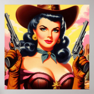 Poster Wild West Pin-up