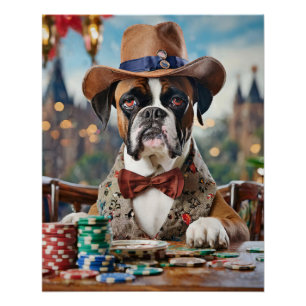 Póster Wild West Willy, Boxer jogando pôquer