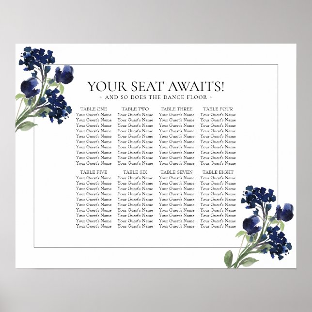 Poster Wildbloom | Marinho Blue Bohemian Flower Seating (Frente)
