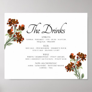 Poster Wildbloom Menu de Bebidas Boêmio Terracota Laran