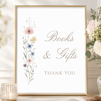 Poster Wildflower Baby Shower Floral Books & Gifts Sign