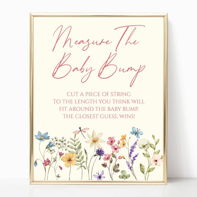 Poster Wildflower Baby Shower Measure The Baby Bump Sign (Criador carregado)