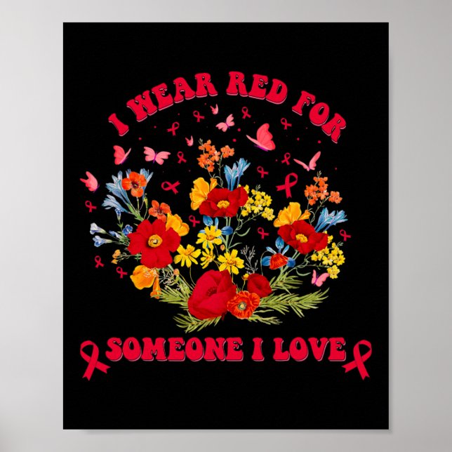 Poster Wildflower Blood Cancer Awareness Apparel Red Ribb (Frente)
