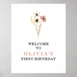 Poster Wildflower Boho jardim floral 1º aniversário Poste